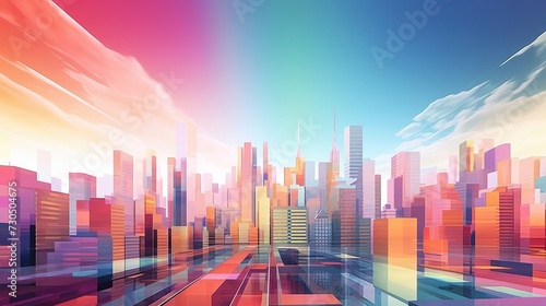 Colorful  contemporary cityscape with futuristic touches  showcasing urban development.