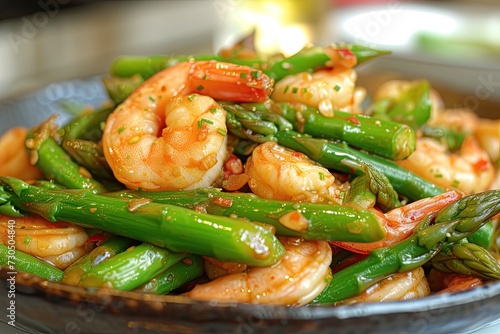 Shrimp and asparagus stir fry