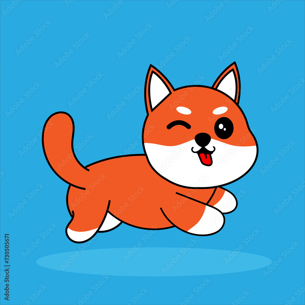 Obraz premium Cute Shiba Inu character. Editable character color. Sticker character. Kawai Shiba Inu dog character 
