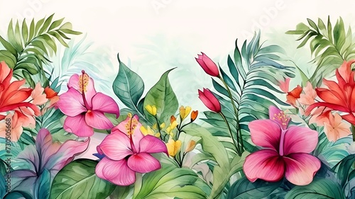 realistic flowers nature background foliage style