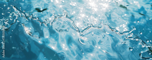 Water splashes with ripples blue water drops background