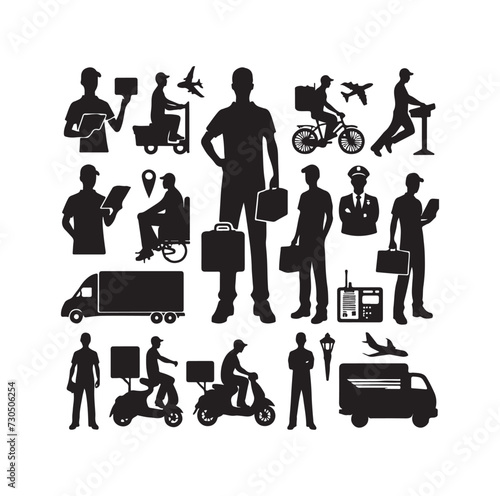 Delivery man silhouettes vector illustration
