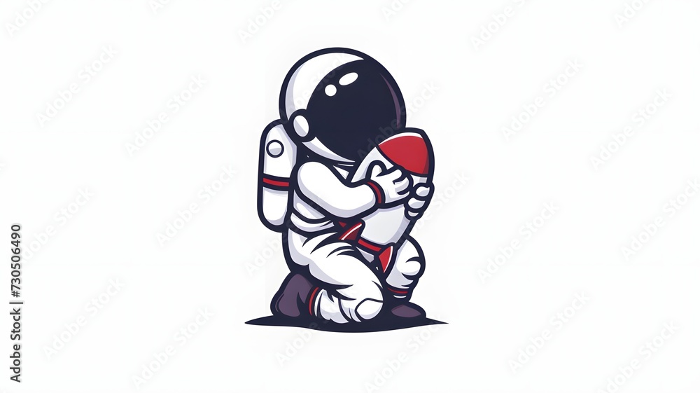 astronaut vector logo design illustration on white background