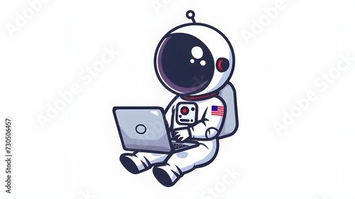 astronaut vector logo design illustration on white background