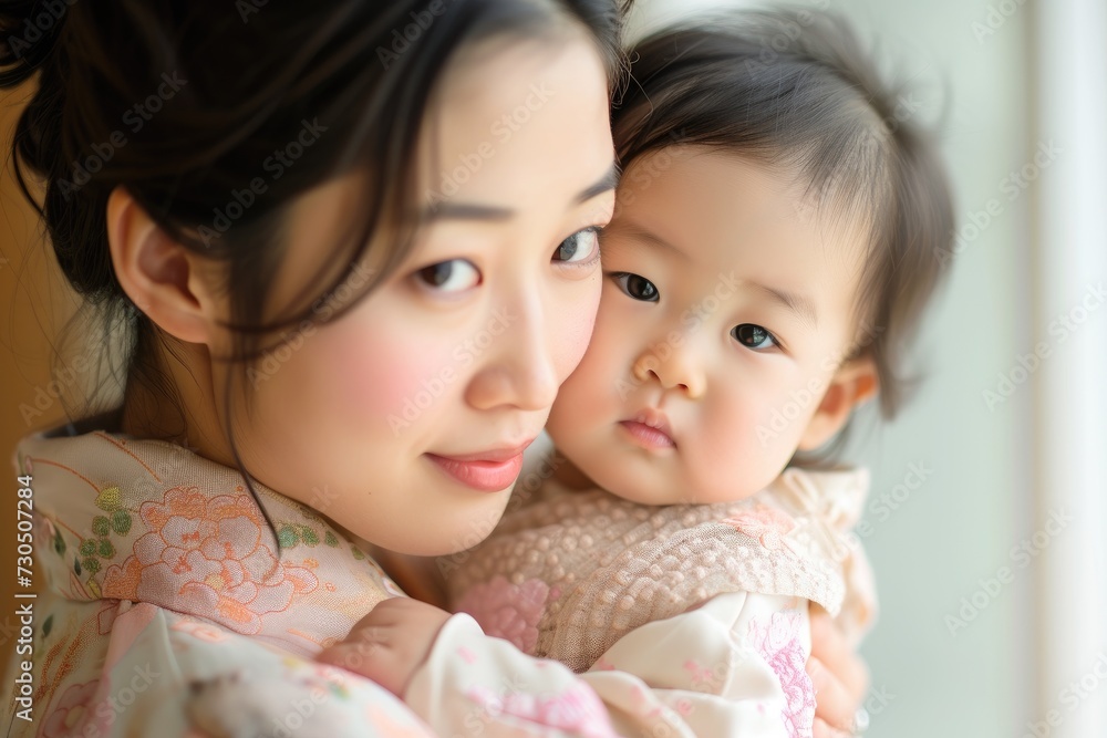 Asian mother with her young baby Asian mother with her young baby
