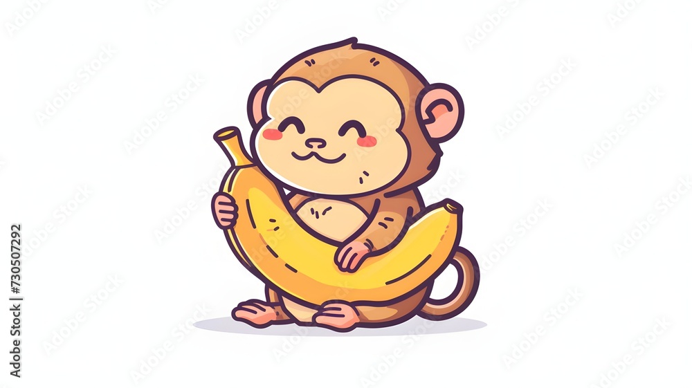 Cute baby monkey hug banana cartoon vector icon illustration. animal nature icon concept isolated on white background --ar 16:9 --v 6 Cute baby monkey hug banana cartoon vector icon illustration. animal nature icon concept isolated on white background --ar 16:9 --v 6