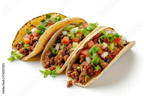 Mexican tacos on white background