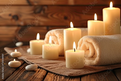 Brown background with spa candles