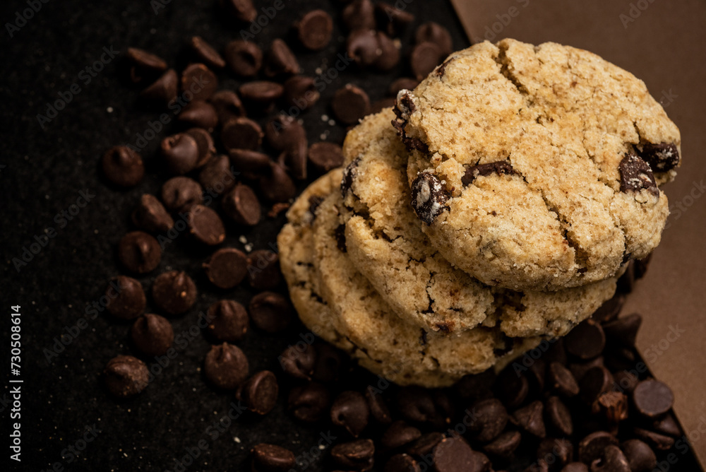 Fototapeta premium Chocolate chips homemade vegan cookies