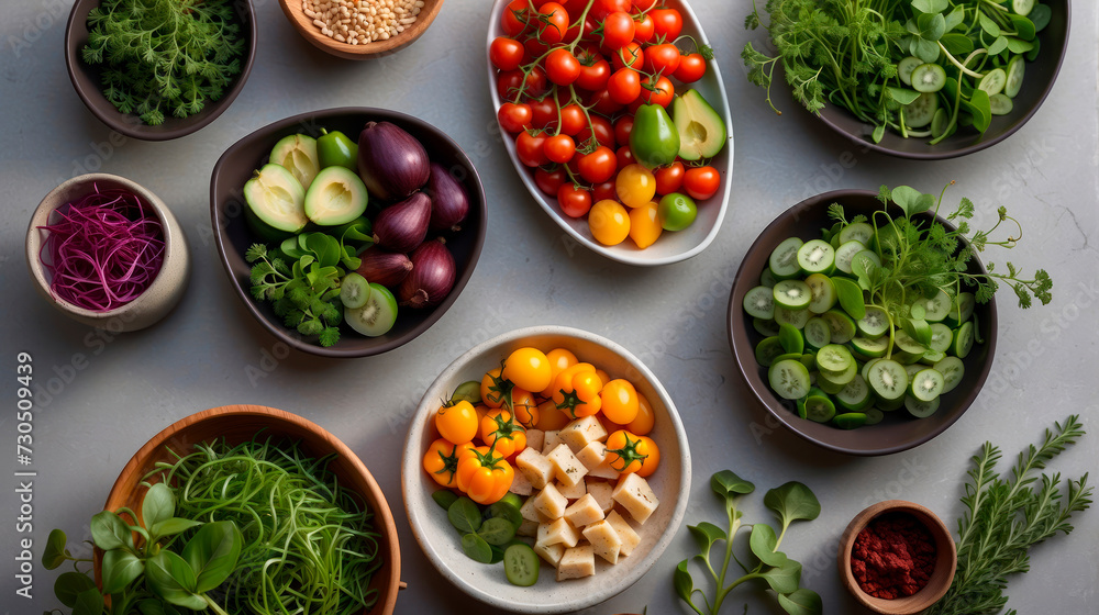 Fresh Vegetable Spread on a Table.