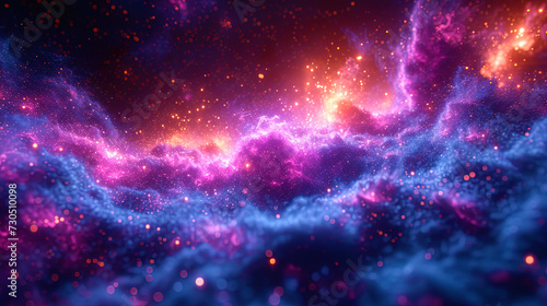 Blue and purple abstract explosions similar to a bright spark of pas