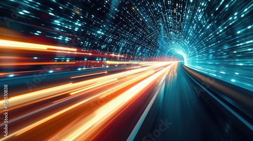 Blurred motion creates an impression of fast data transfer on the road.