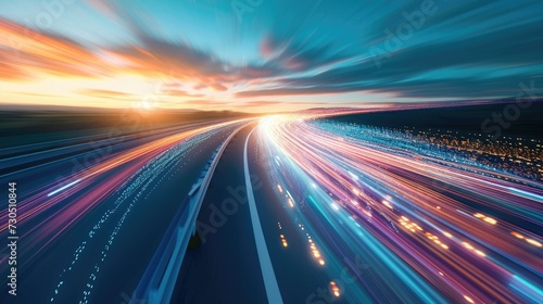 Blurred motion creates an impression of fast data transfer on the road.