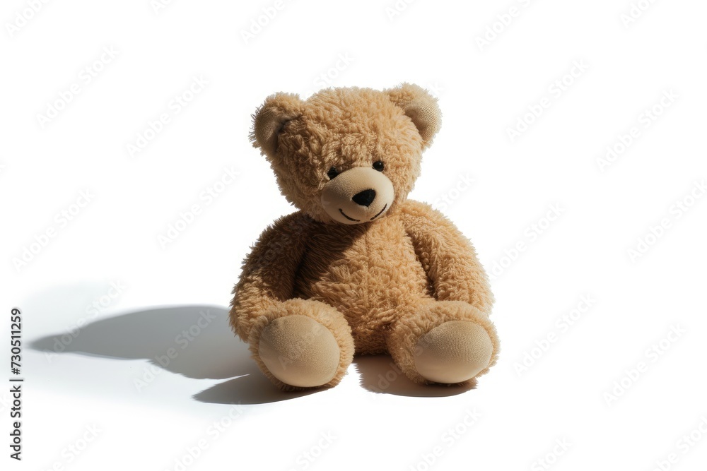 White background shadowed teddy bear plush toy