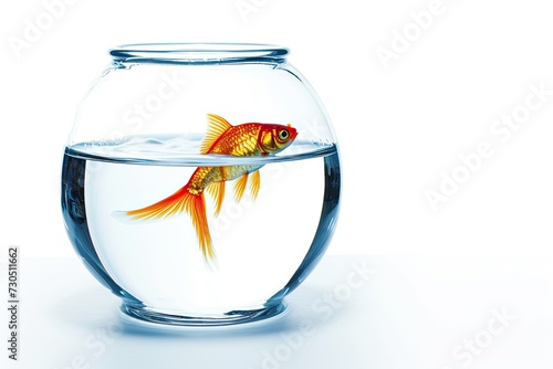 Isolated white fish bowl filled with clear water