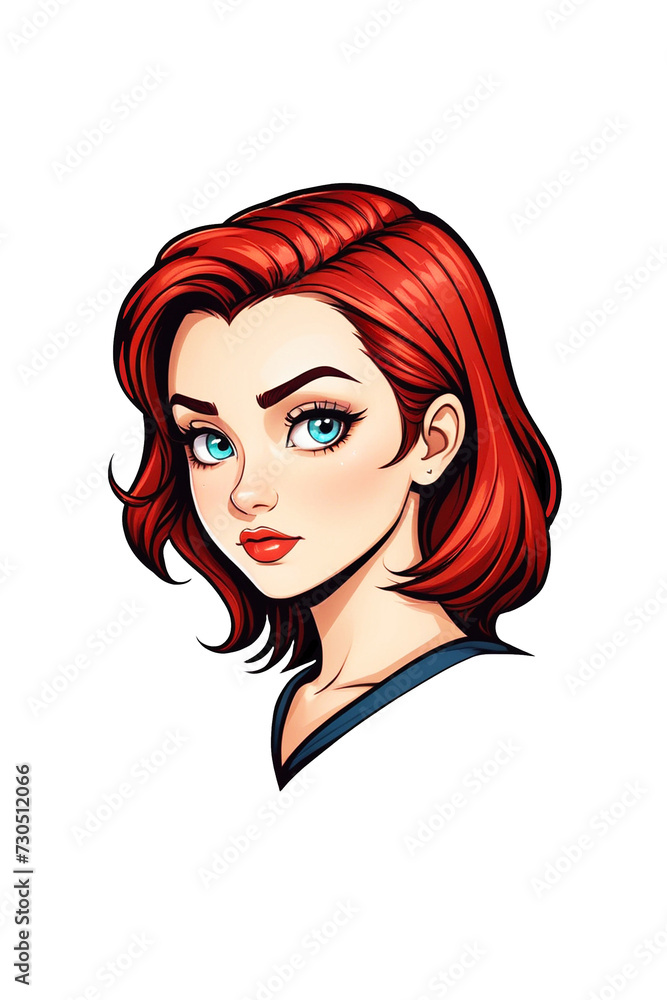 Obraz premium girl cartoon head isolated illustration