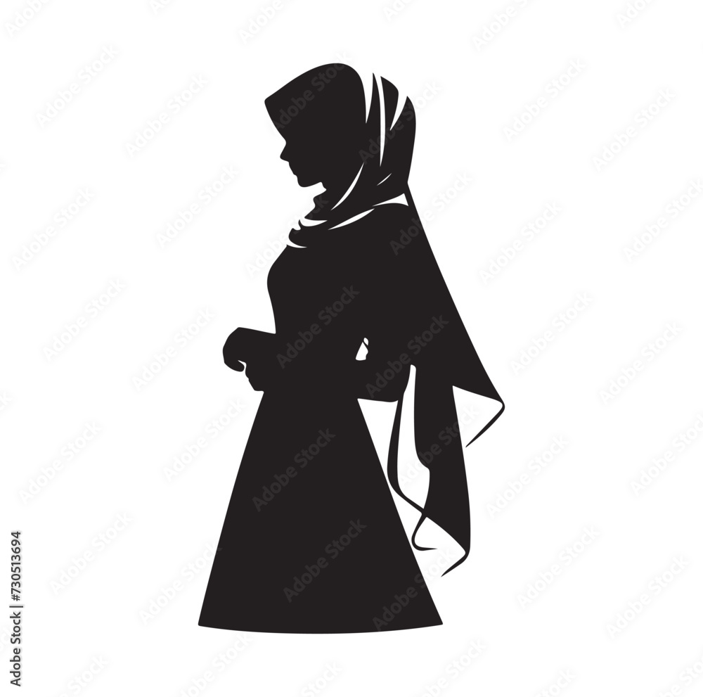 hijab style fashion standing vector illustration design