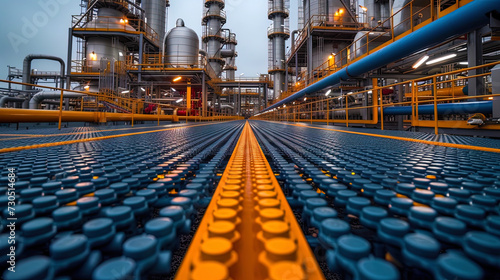 The oil and gas processing plant with tanks for storing raw materials intended for oil production or the operation of the petrochemical enterpris