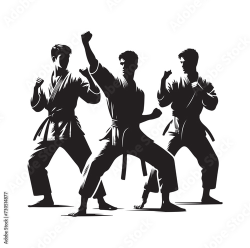 martial art Vector or karate silhouettes vector illustration Japan and  China traditional martial art. self-defense presentation symbols. body poses icons. Karate poses signs
