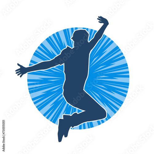 Silhouette of a man in dancing pose. Silhouette of a male dancer in performing pose.