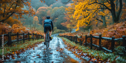 A cyclist rpming along a picturesque natural path, enjoying fresh air and an active way of