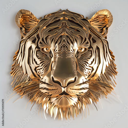 gold tiger head on white background photo