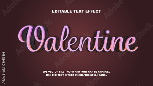 Editable Text Effect Valentine 3D Vector Template