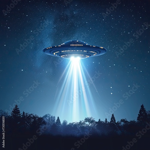 UFO casting a beam of light photo