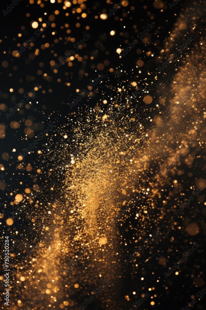 Golden dusty wave on a black background