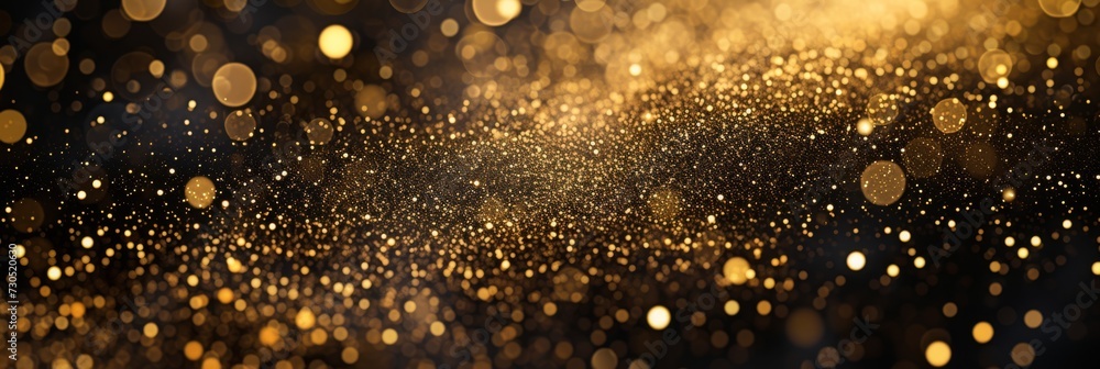 Golden dust and bokeh on a black background