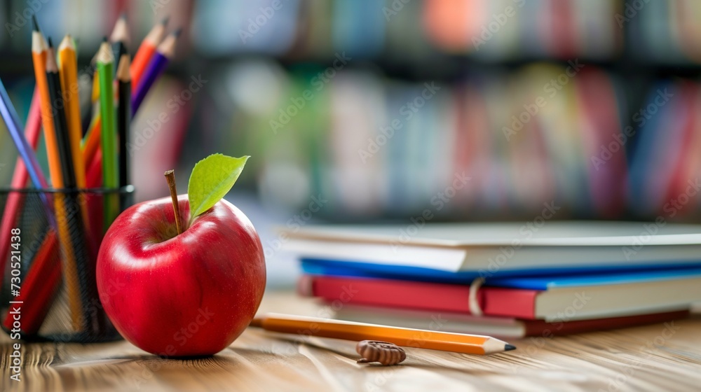 Scholastic Still Life with Globe, Books, and Apple. Generative ai Scholastic Still Life with Globe, Books, and Apple. Generative ai