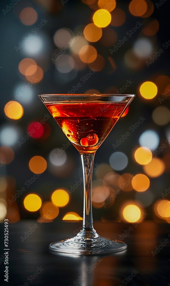Elegant Martini Glass with Bokeh Lights. Generative ai