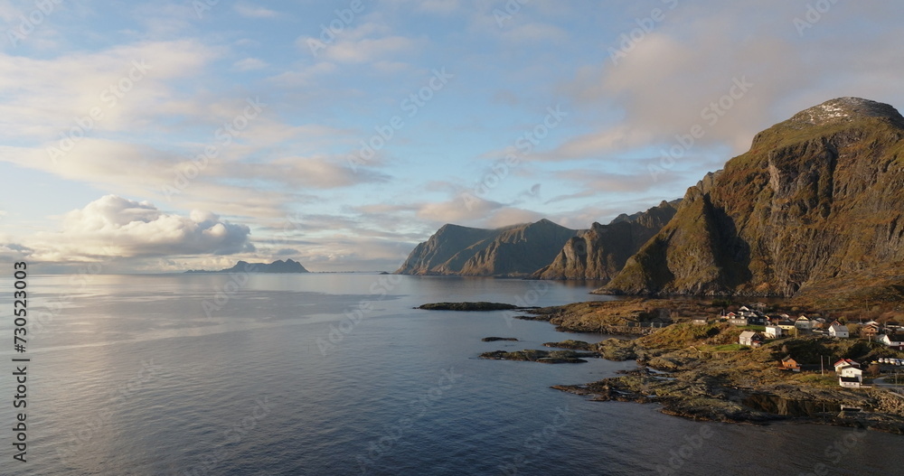 Coastal Clarity: Morning Light Over Lofoten Village