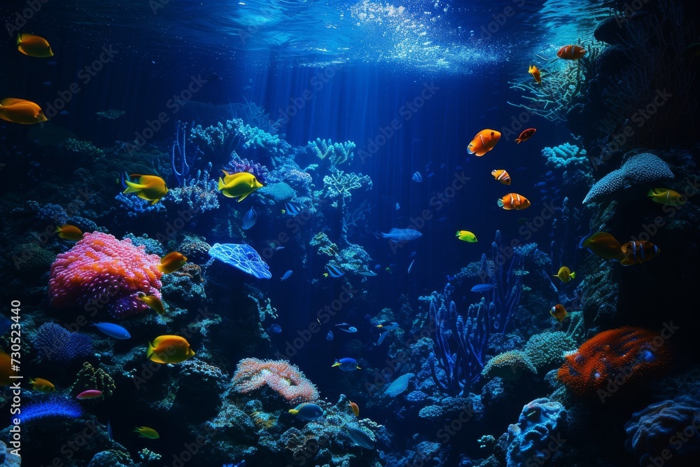 Obraz premium Underwater world with corals and tropical fish