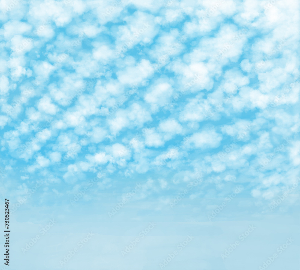 ひつじ雲のリアルな水彩イラスト ひつじ雲のリアルな水彩イラスト