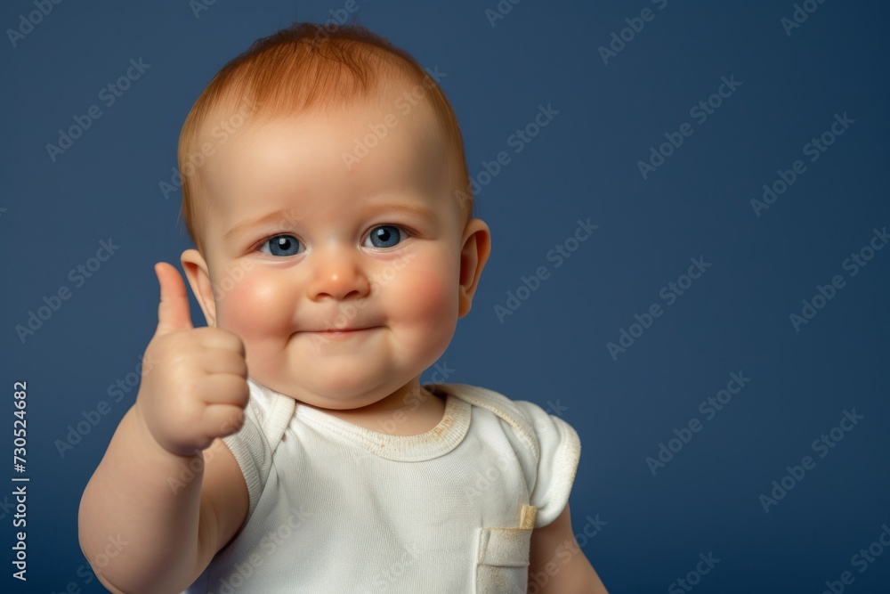 Smiling baby with thumbs up Smiling baby with thumbs up