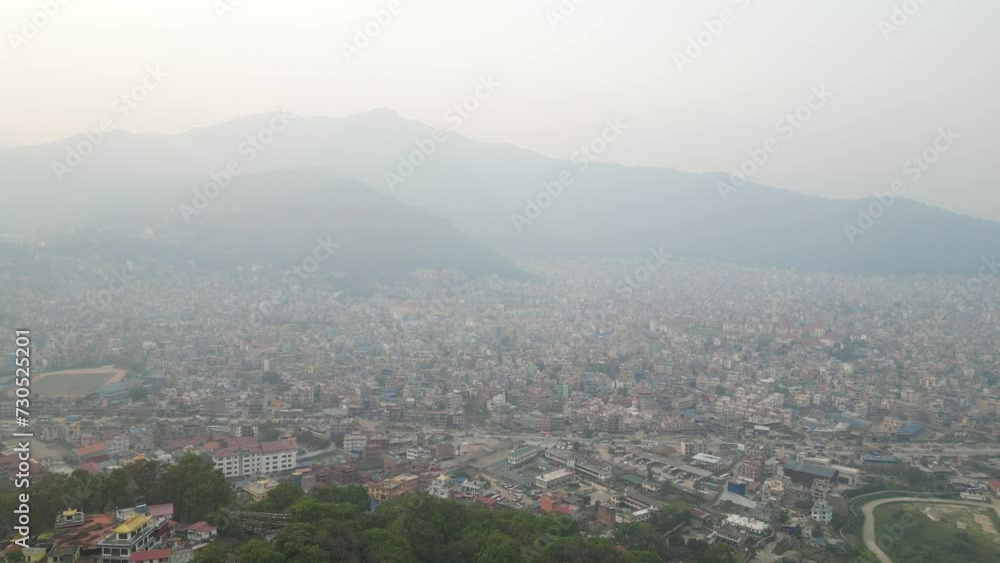 Drone Shot of foothills In Kathmandu, Nepal at the base of the Himalayas Drone Shot of foothills In Kathmandu, Nepal at the base of the Himalayas