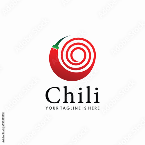 chili logo design concept, asian food logo inspiration