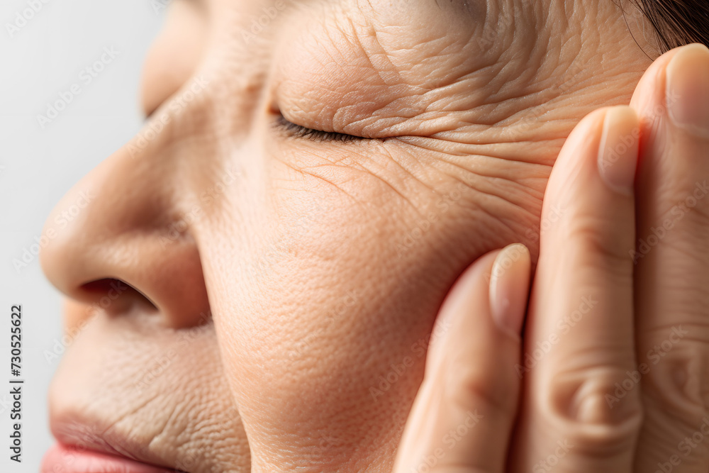 Obraz premium 年齢と共に変わる肌の質感 - アジア人シニア女性の自然な美しさ