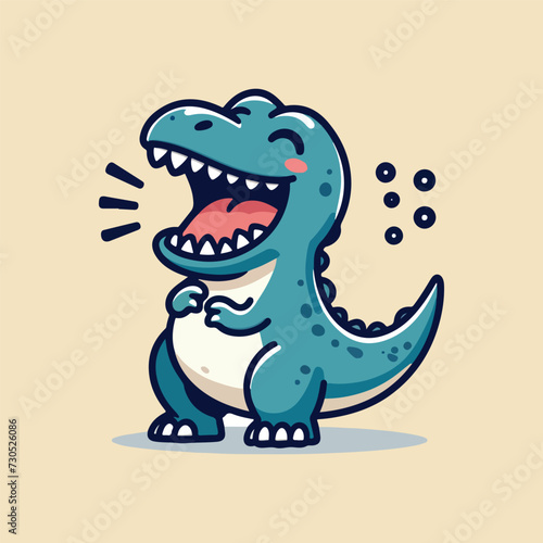 happy cute cartoon dinosaur laughing vector illustration