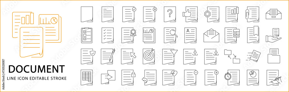 Document icons. Document line icons. Document icon set. Vector illusraion Editable stroke. Document icons. Document line icons. Document icon set. Vector illusraion Editable stroke.