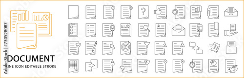 Document icons. Document line icons. Document icon set. Vector illusraion Editable stroke.