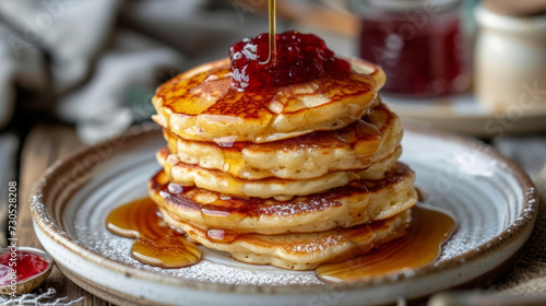 Golden brown and meltinyourmouth these cottage cheese pancakes are the perfect comfort food for a chilly day. Served with a drizzle of amber honey and a generous helping of