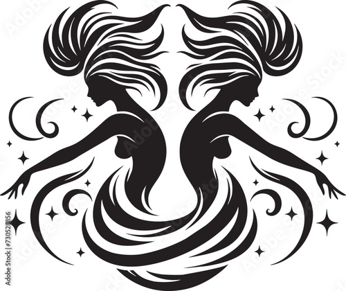 Gemini Twins Astrological Symbol Vector Illustration