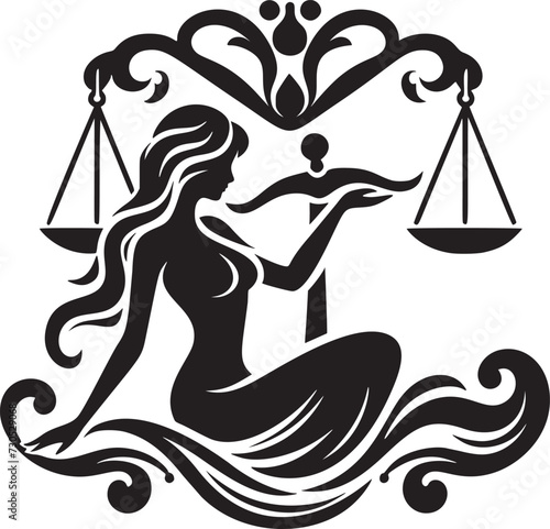 Elegant Libra Scales Vector Art