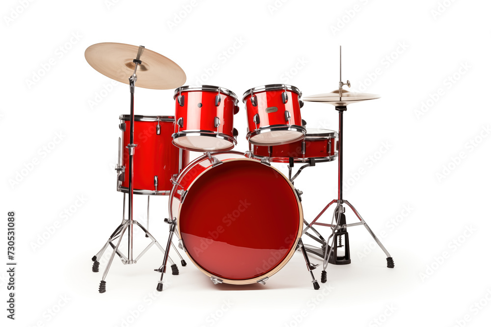 Red Drum Set Isolated on White Background Red Drum Set Isolated on White Background