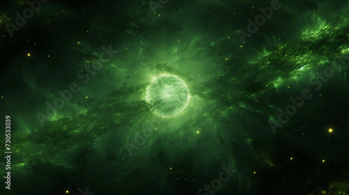 Dark Green Science Fiction Glowing Nebula Backdrop