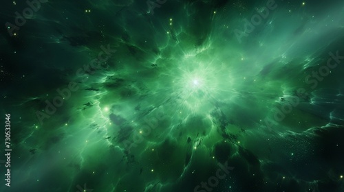 Dark Green Science Fiction Glowing Nebula Backdrop