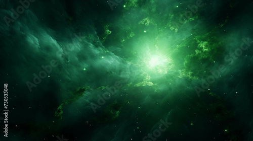Dark Green Science Fiction Glowing Nebula Backdrop