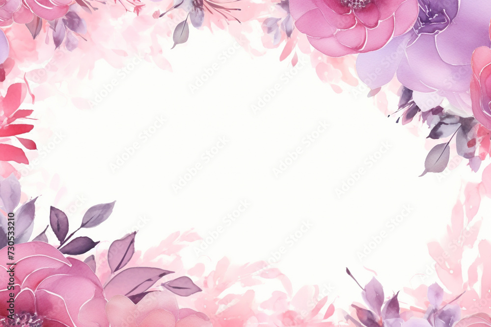 Blank paper on wedding card flower watercolor background Blank paper on wedding card flower watercolor background